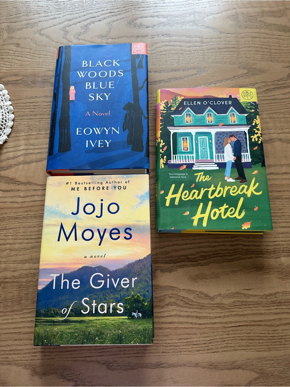 Set of 3 Hardcover Novels — Blue, Green, and Yellow Covers Beach Summer Reading